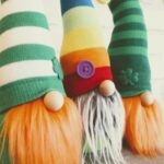 three gnomes in St. Patrick's day colors.