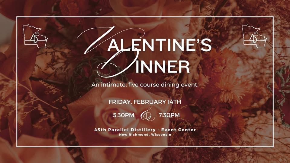 Valentine's Dinner flier with a background of roses