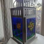 a lantern with glass mosaics.