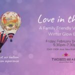 Love in the air event flier with hot air balloons