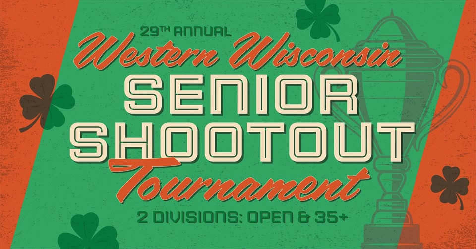 red and green flier for the senior shootout