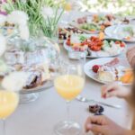 A table set with light fresh foods