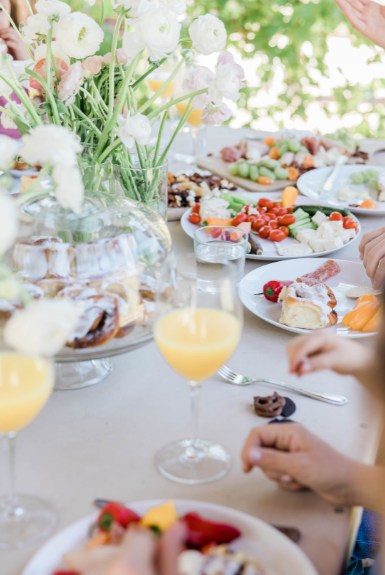 A table set with light fresh foods