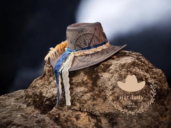 a decorated cowgirl hat