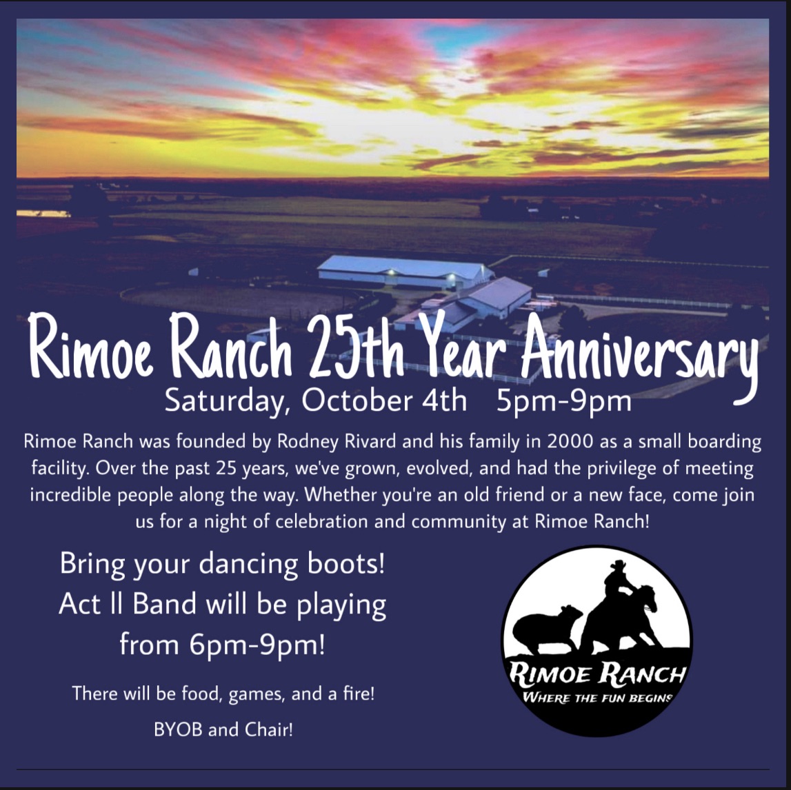 Rimoe Ranch anniversary event flier