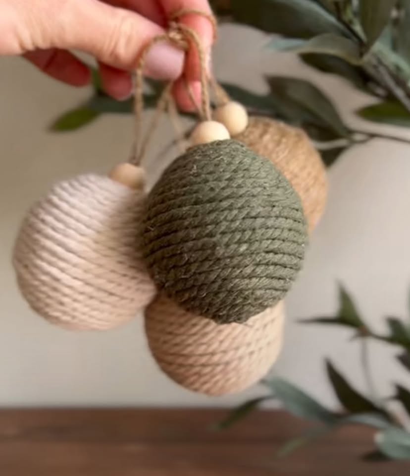 3 corded macrame christmas ornaments