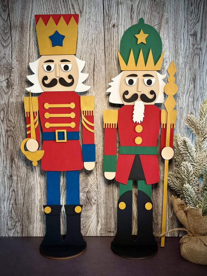 Two colorful wooden toy soldier