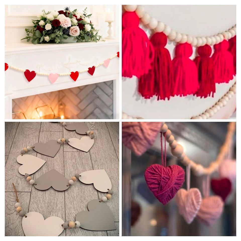 Examples of different valentine garlands
