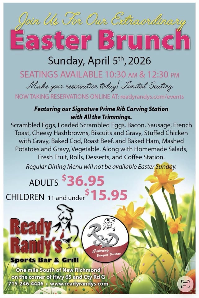 A Easter poster with yellow flowers on it and information for the event.