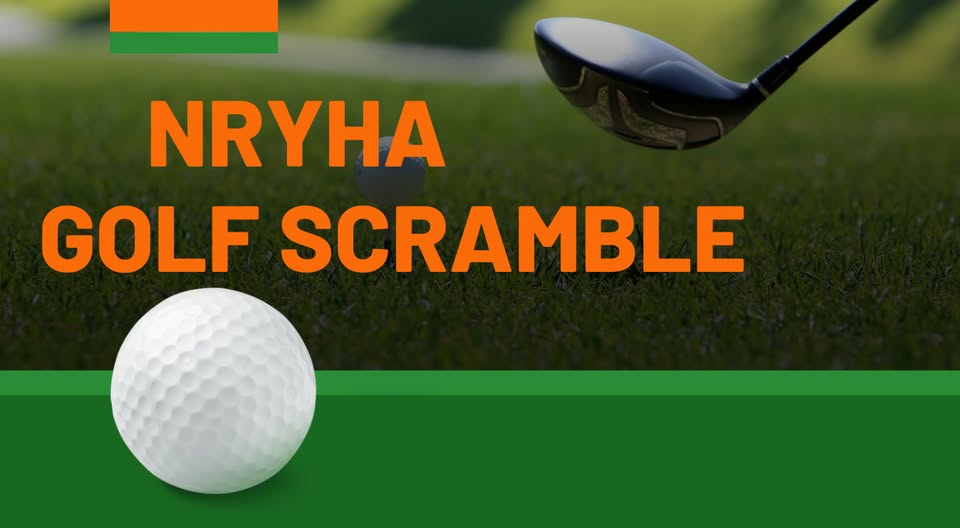 A poster showing a golf ball and golf club on
