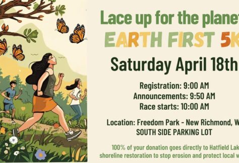 A poster showing people running or walking while enjoying the outdoors.