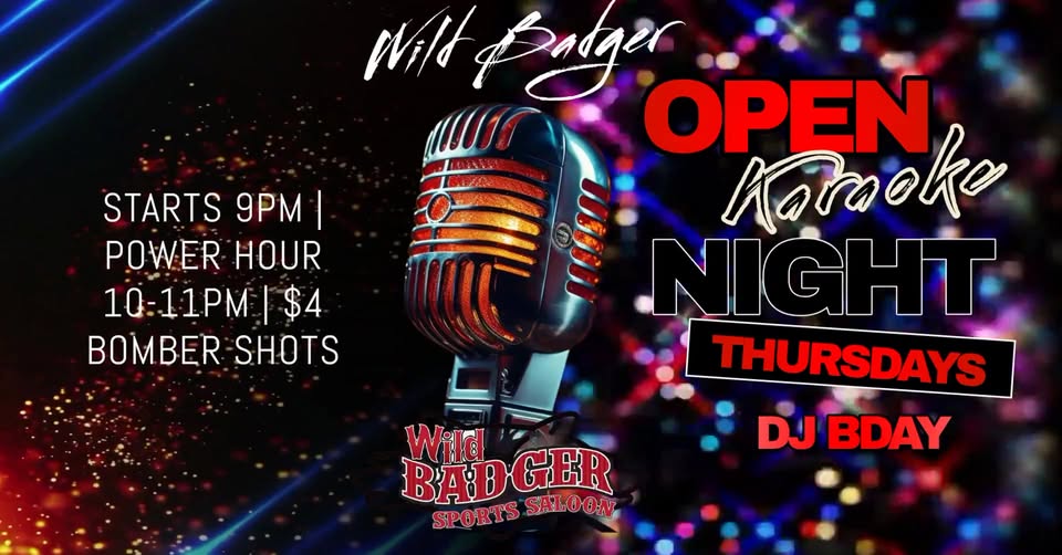 A poster with the event information on it that also include a microphone.