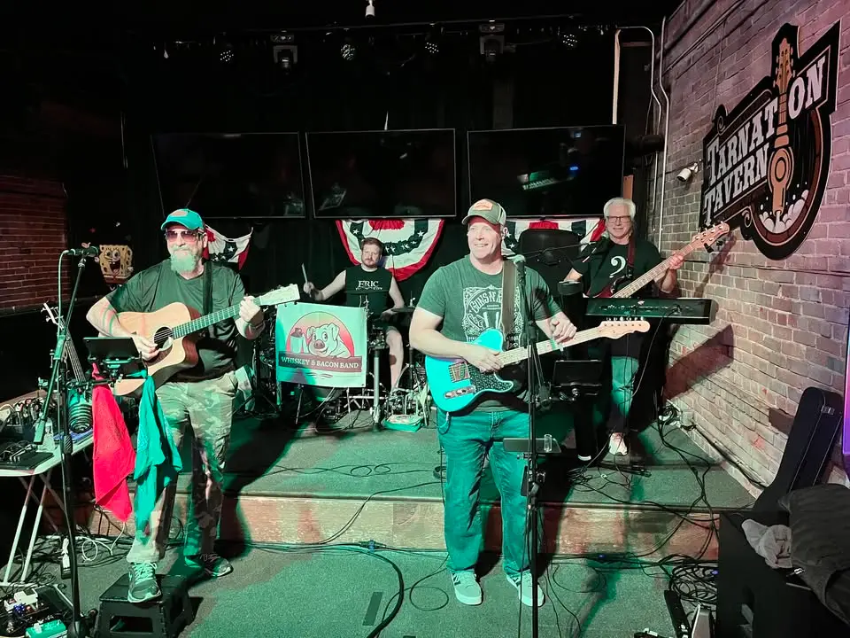 Whiskey and Bacon band on stage
