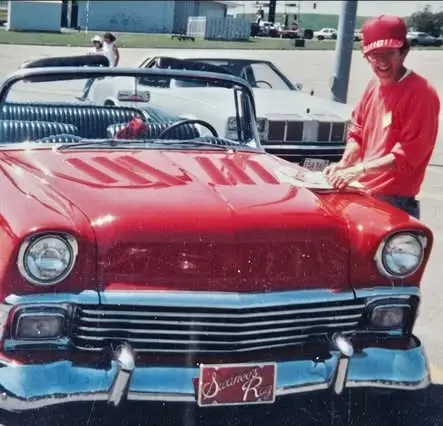 A red convertible classic car