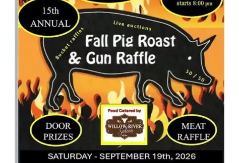 fall pig roast and gun raffle event flier