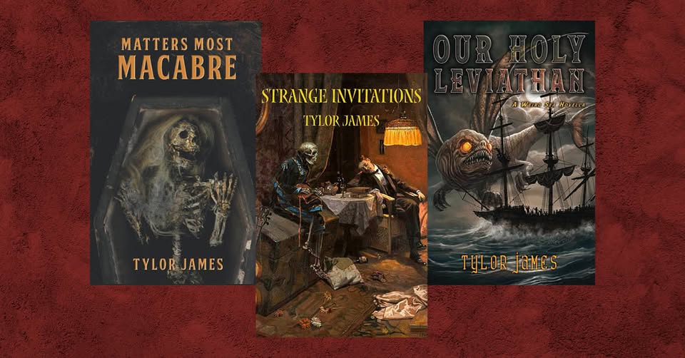 Several book covers of tylor james novels