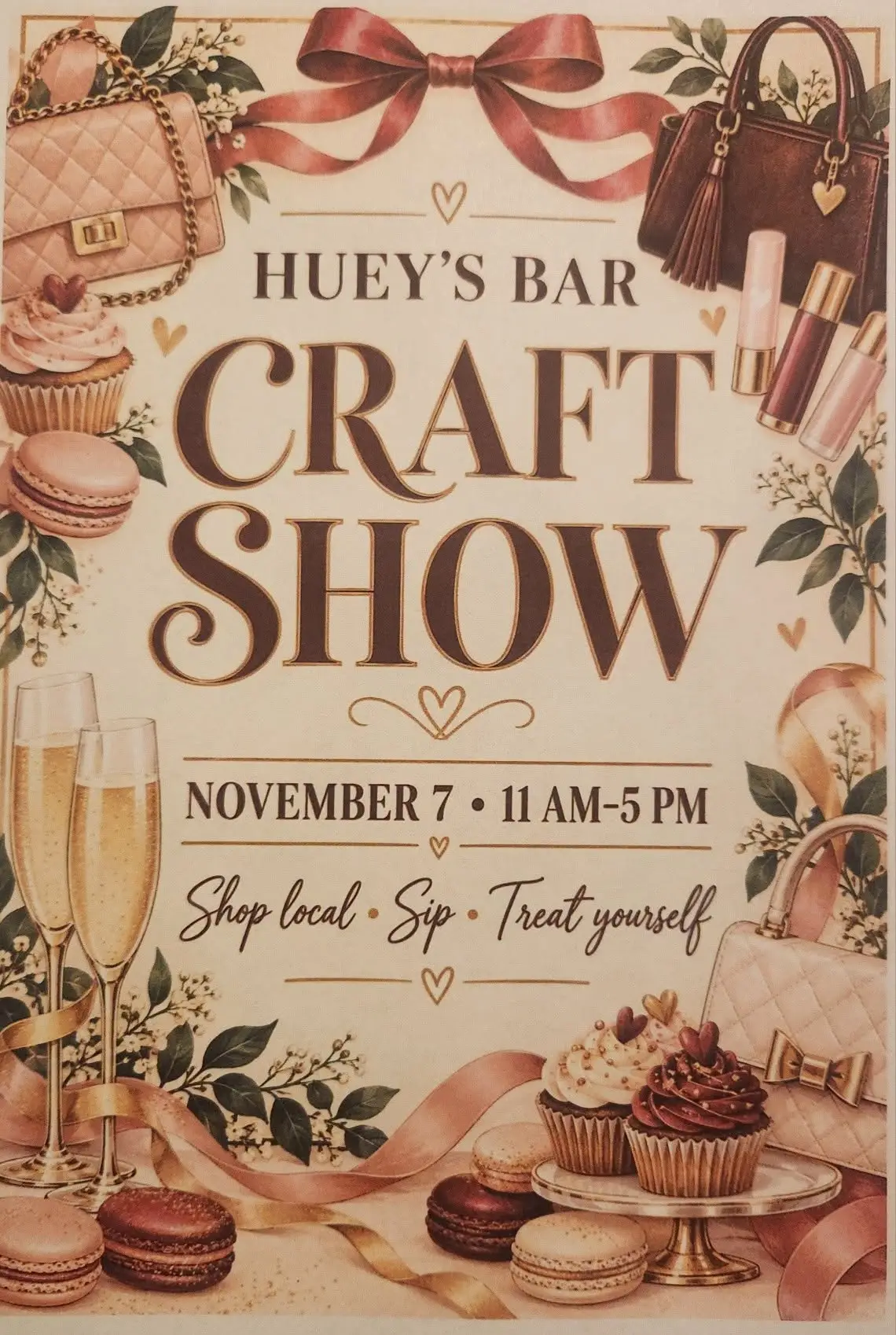 Huey's Bar craft show event flier
